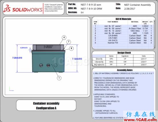 3D PDF样本:国家标准与技术研究所(NIST)测试装配体solidworks simulation学习资料图片8