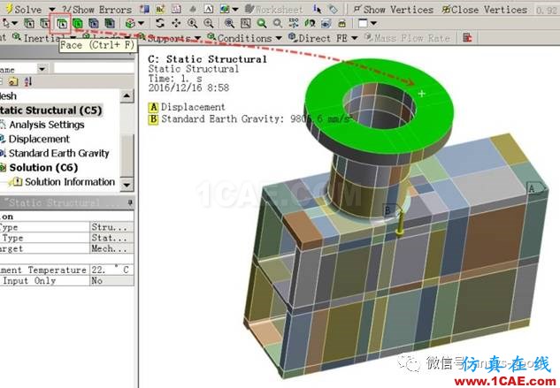 workbench中以云图形式显示网格质量，扭矩荷载的施加 ansys培训课程图片7